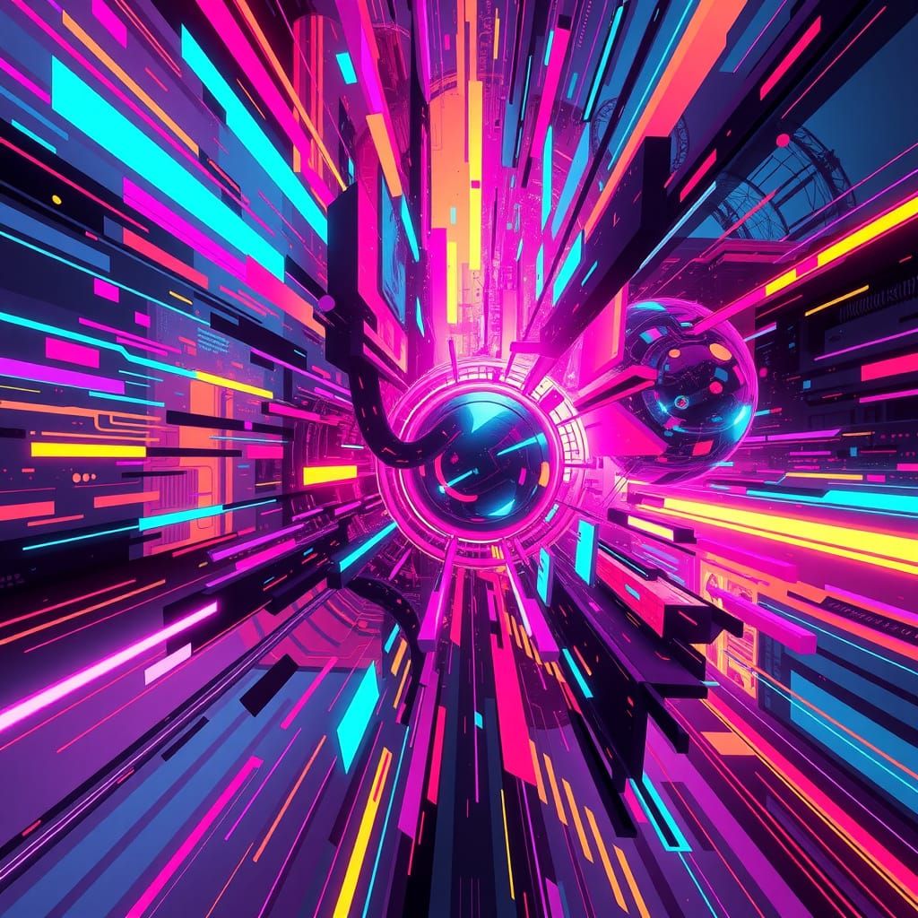 Cyberpunk Dreamscape in Neon Hues