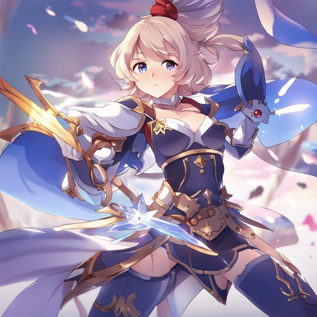 Anime Girl with Sword in Manga Style