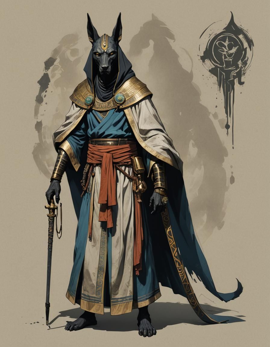 Anubis Servant: Scary Monk Fantasy Horror Design