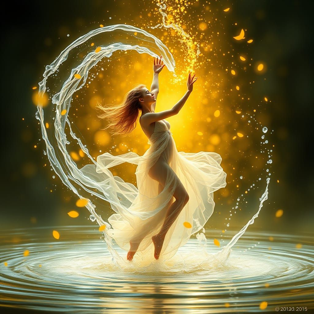 Mystical Water Nymph in a Swirling Waterspout