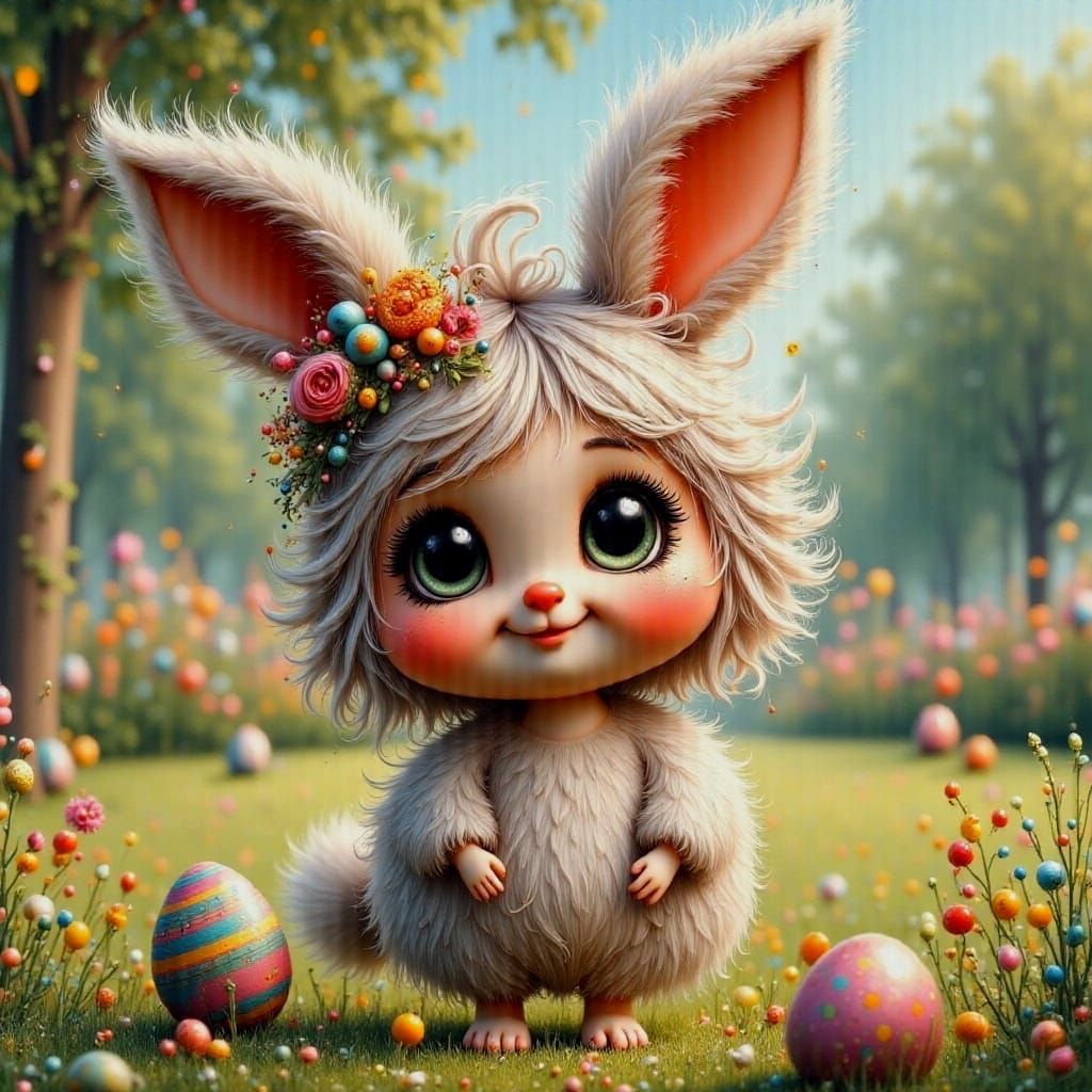 Whimsical Easter Bunny in Pastel Hues