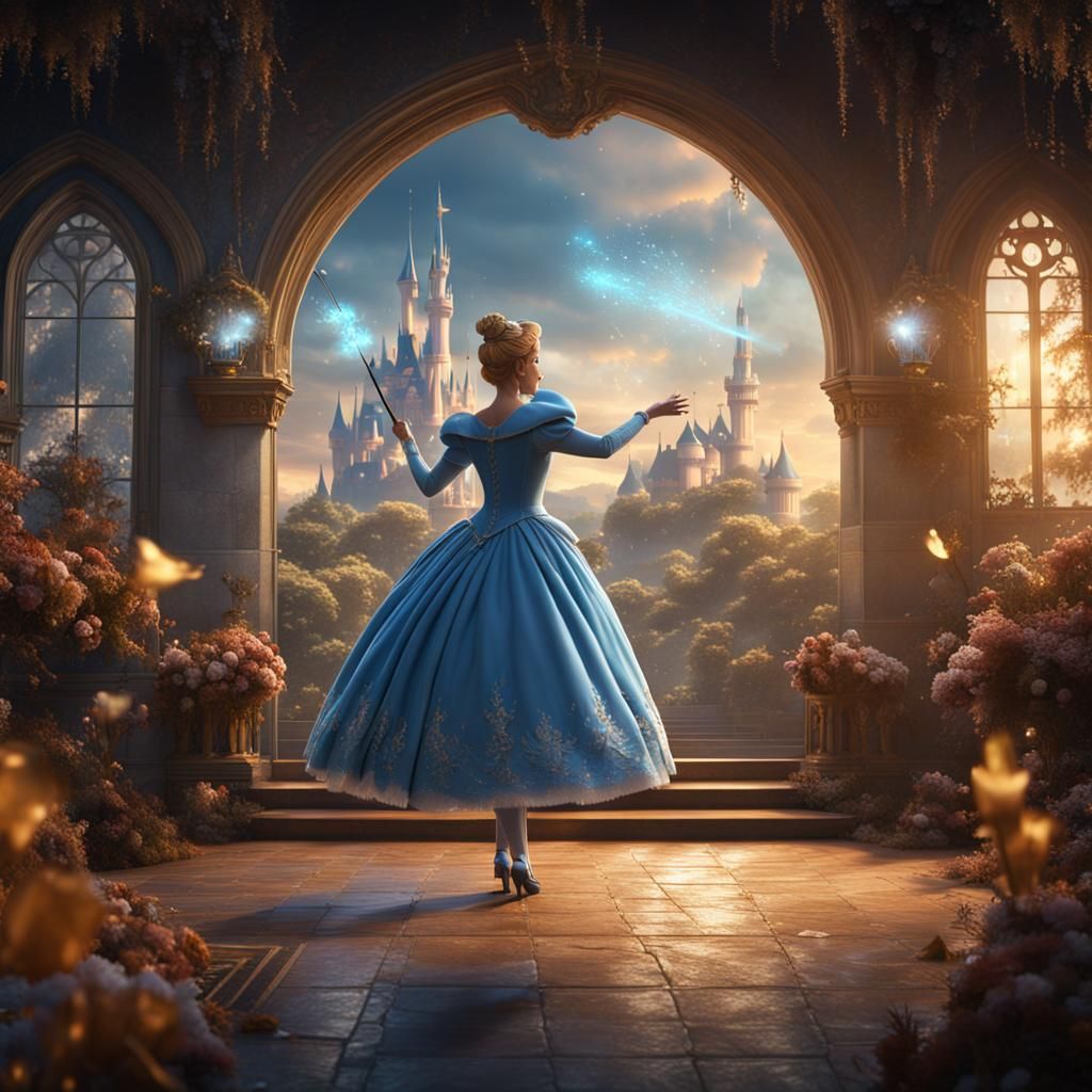 Fairy Godmother Creates Cinderella Scene in Detailed Matte P...