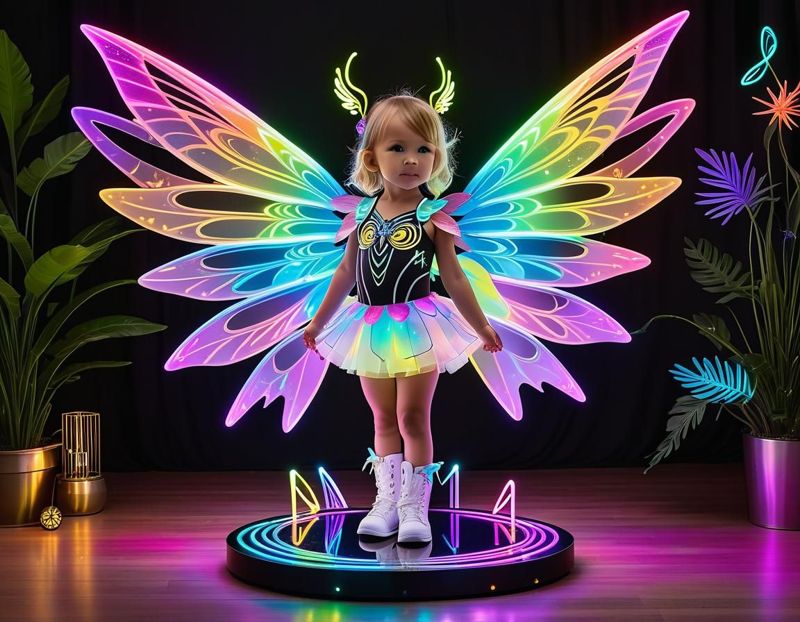 Majestic Marble Toddler with Neon Fairy Wings