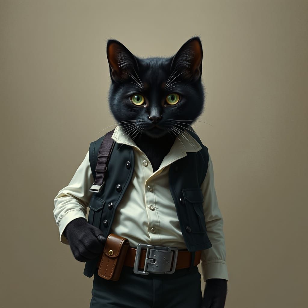 Dark Cat Cosplays as Han Solo in a Cinematic Portrait