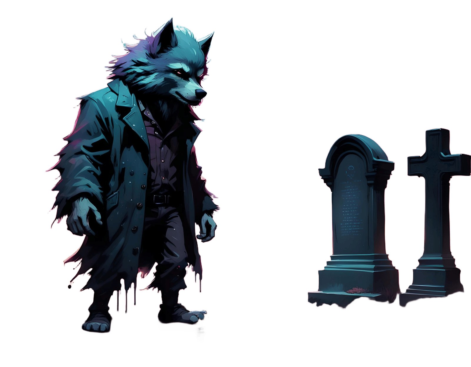 Adorable Chibi Wolfman Portrait in Graffiti Art Style