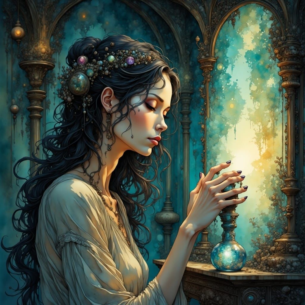 Ethereal Woman Lost in Enchanted Realms