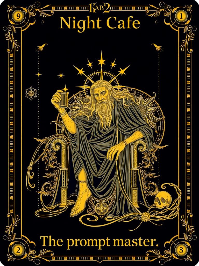 Mystical Tarot Card of Divine God in Art Nouveau Style
