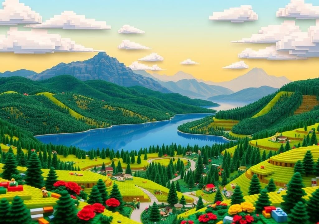 LEGO Brick Serene Landscape Diorama