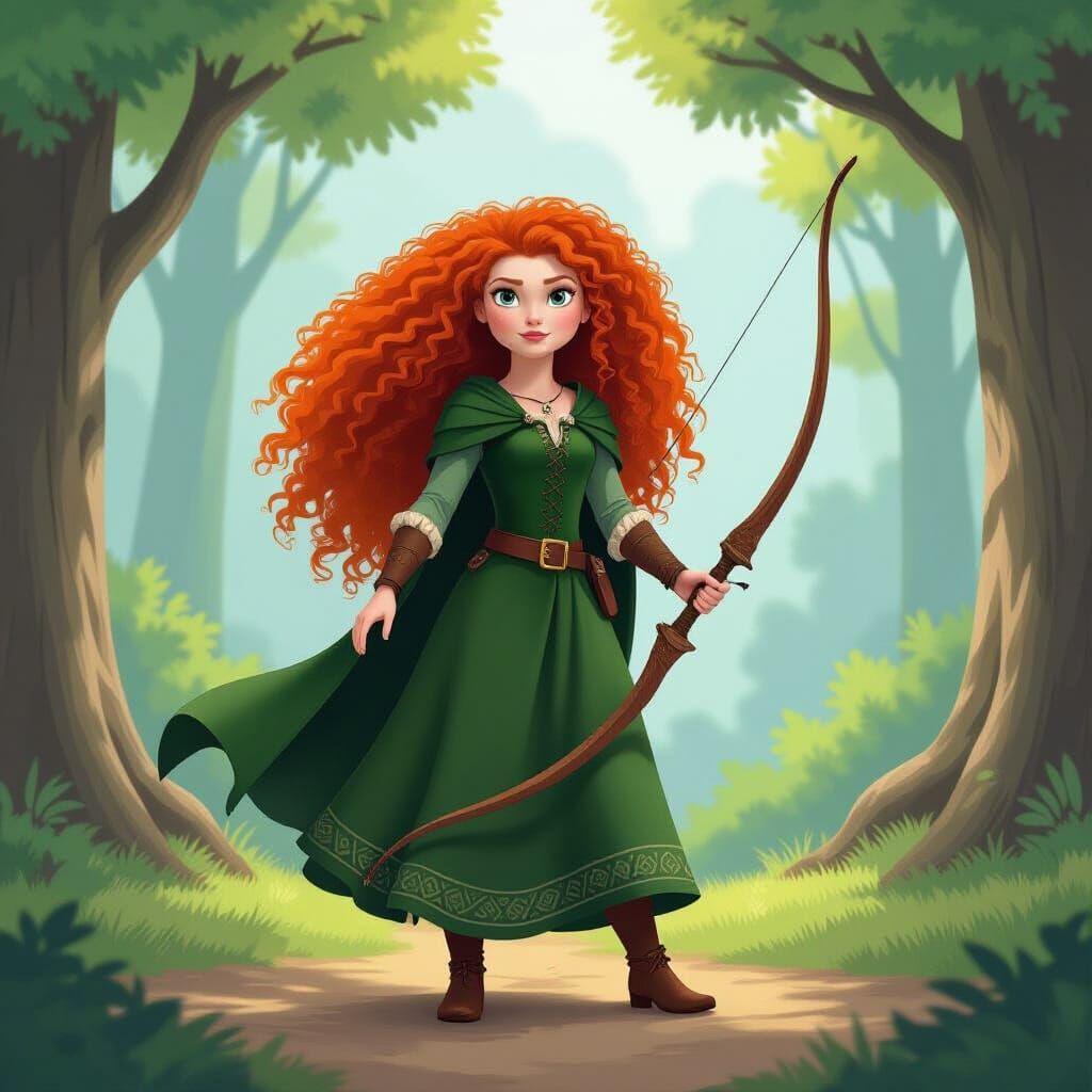 Merida from Brave in a Realistic Fantasy Style