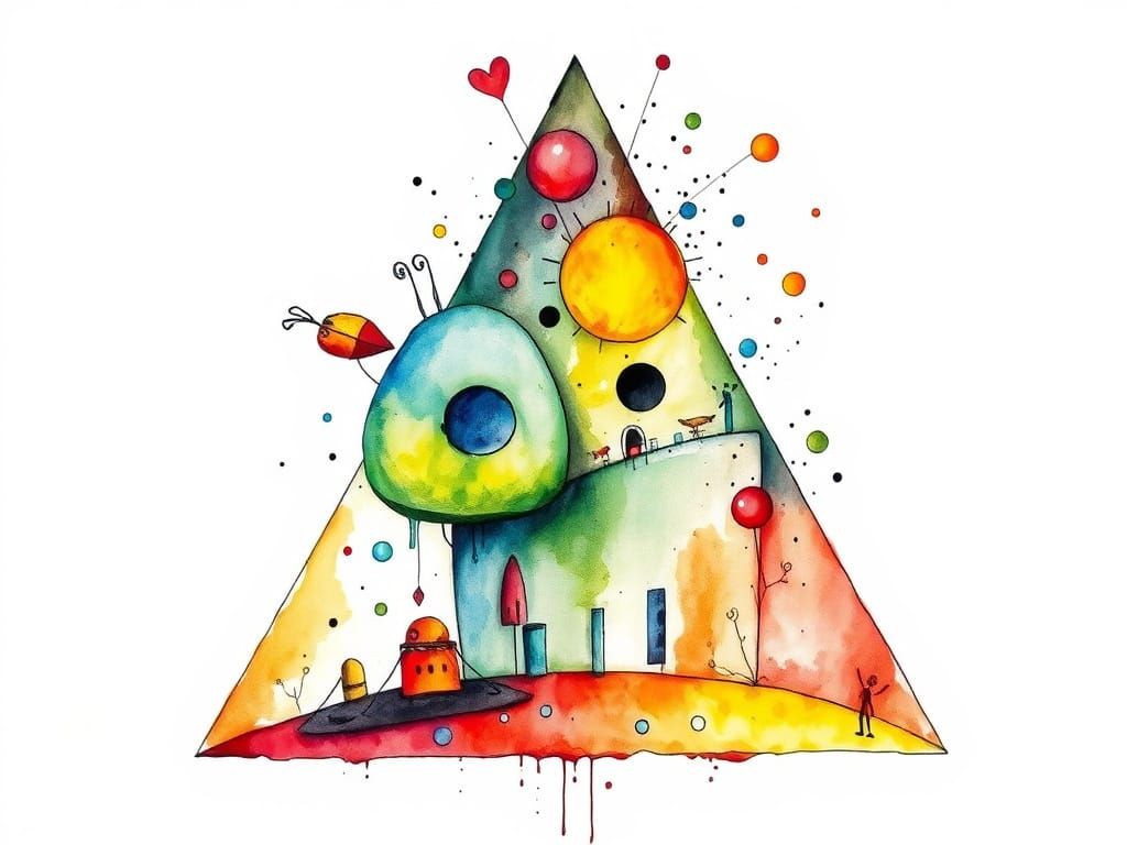 Emotional Surreal Triangular Abstraction in Watercolor