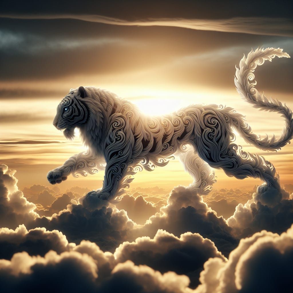 Majestic Cloud Tiger Manifesting at Sunset