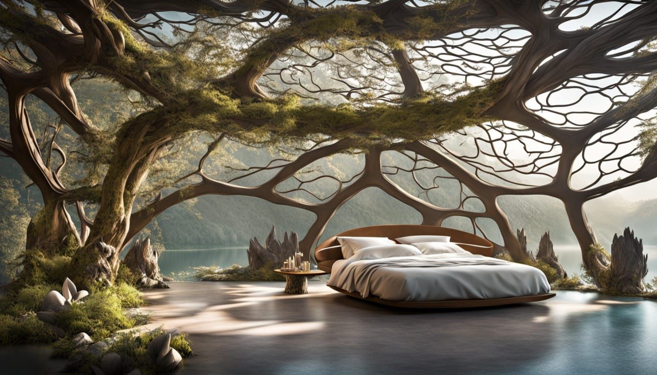 Luxurious Waterfront Nest Bed in a Glass Oasis