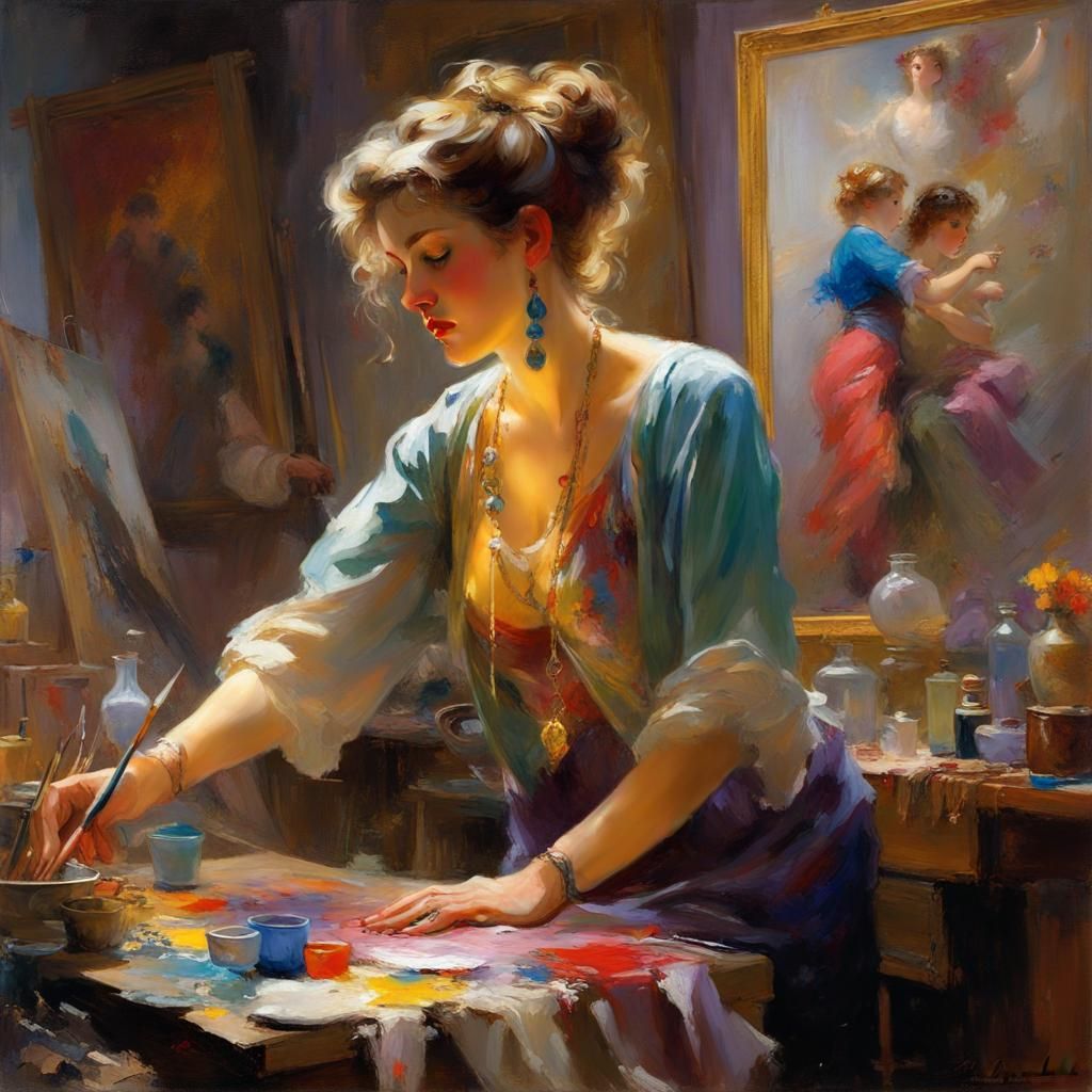 Artist in Studio: Art Nouveau Painting