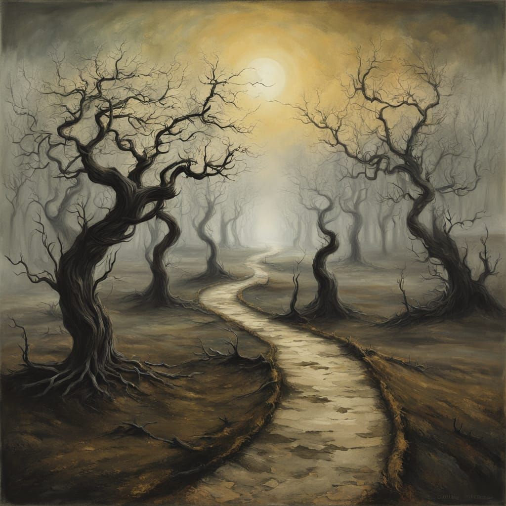 Dreamlike Path Disappears into Eerie Expanse