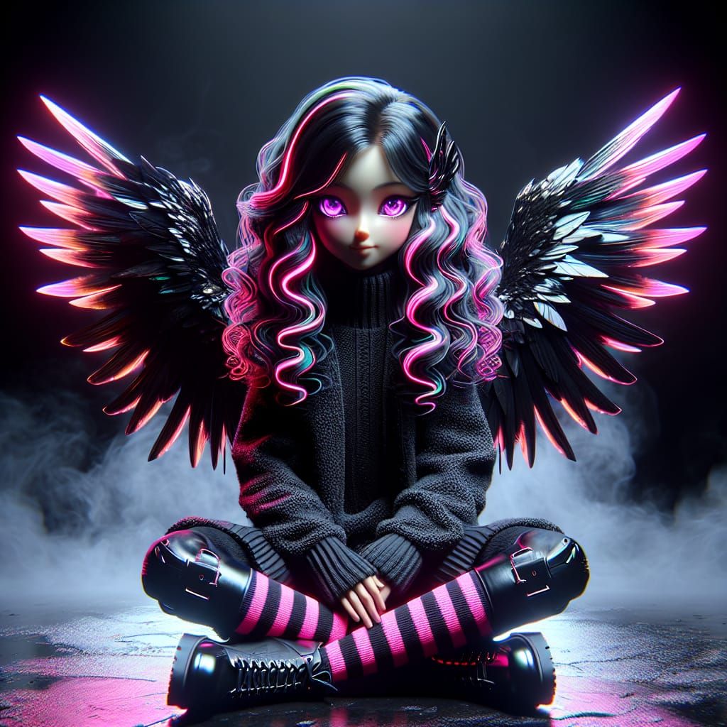 Anime Caricature with Dragon in Photorealistic Style