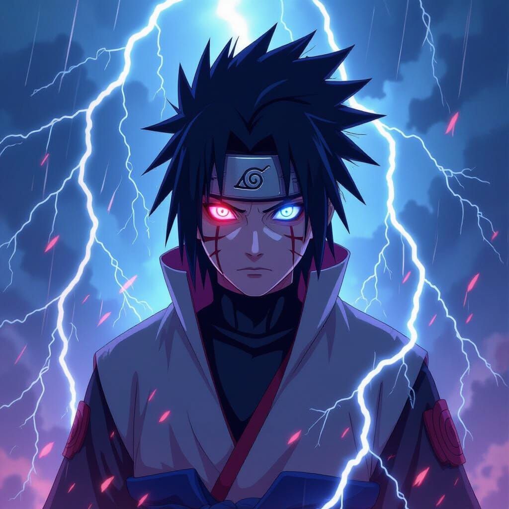 Sasuke Itachi Hybrid with Sharingan Rinnegan Lightning