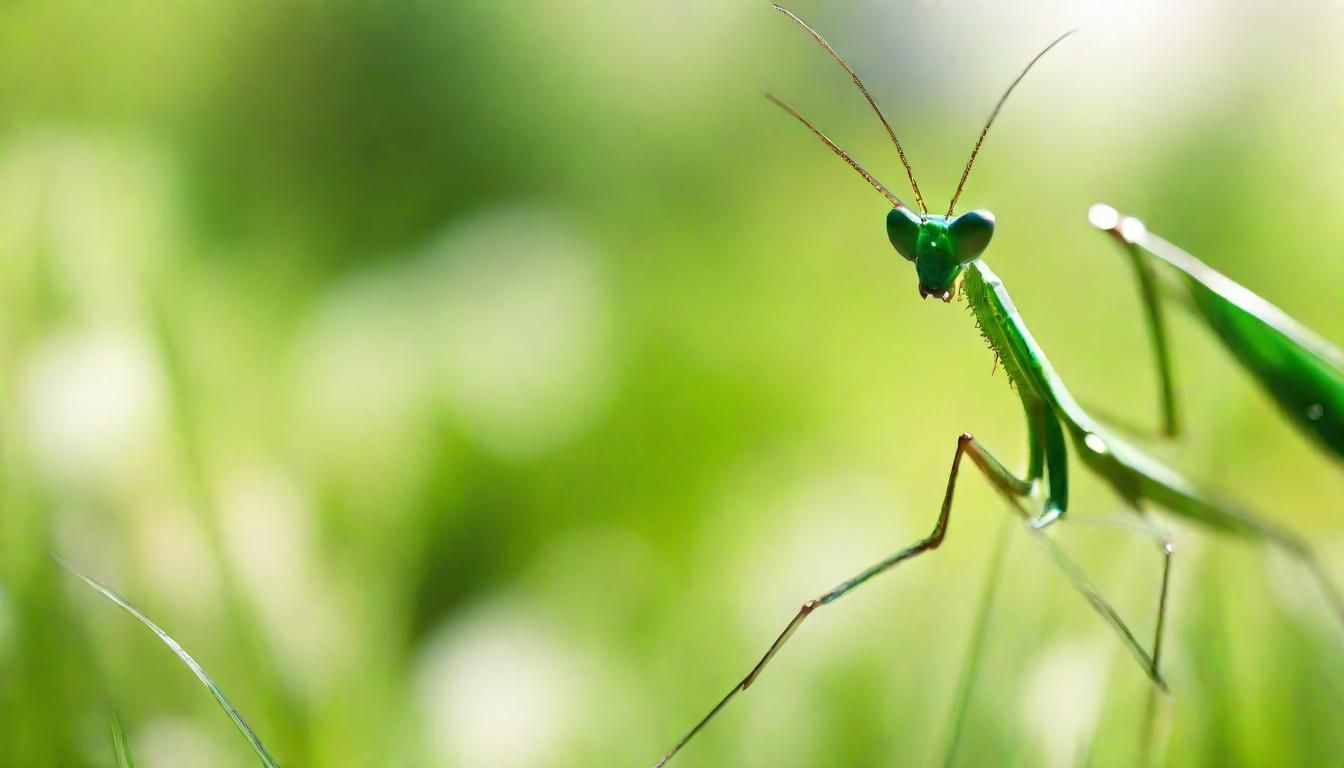 Praying Mantis in Meadow: Ethereal Macro Photography