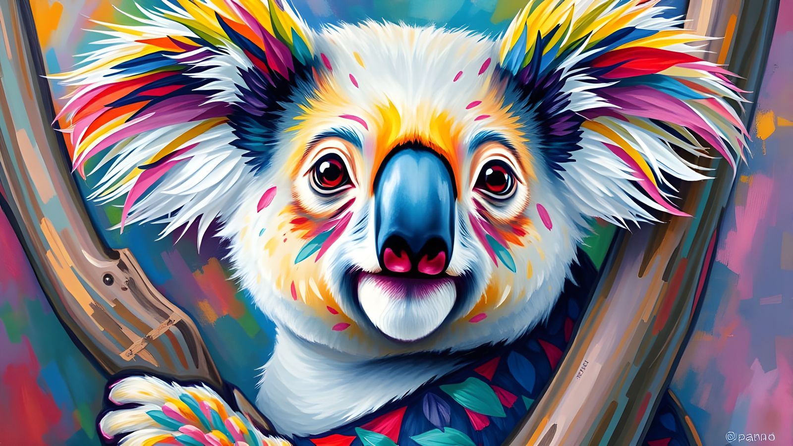 Impressionist Koala in Vibrant Oil Colors