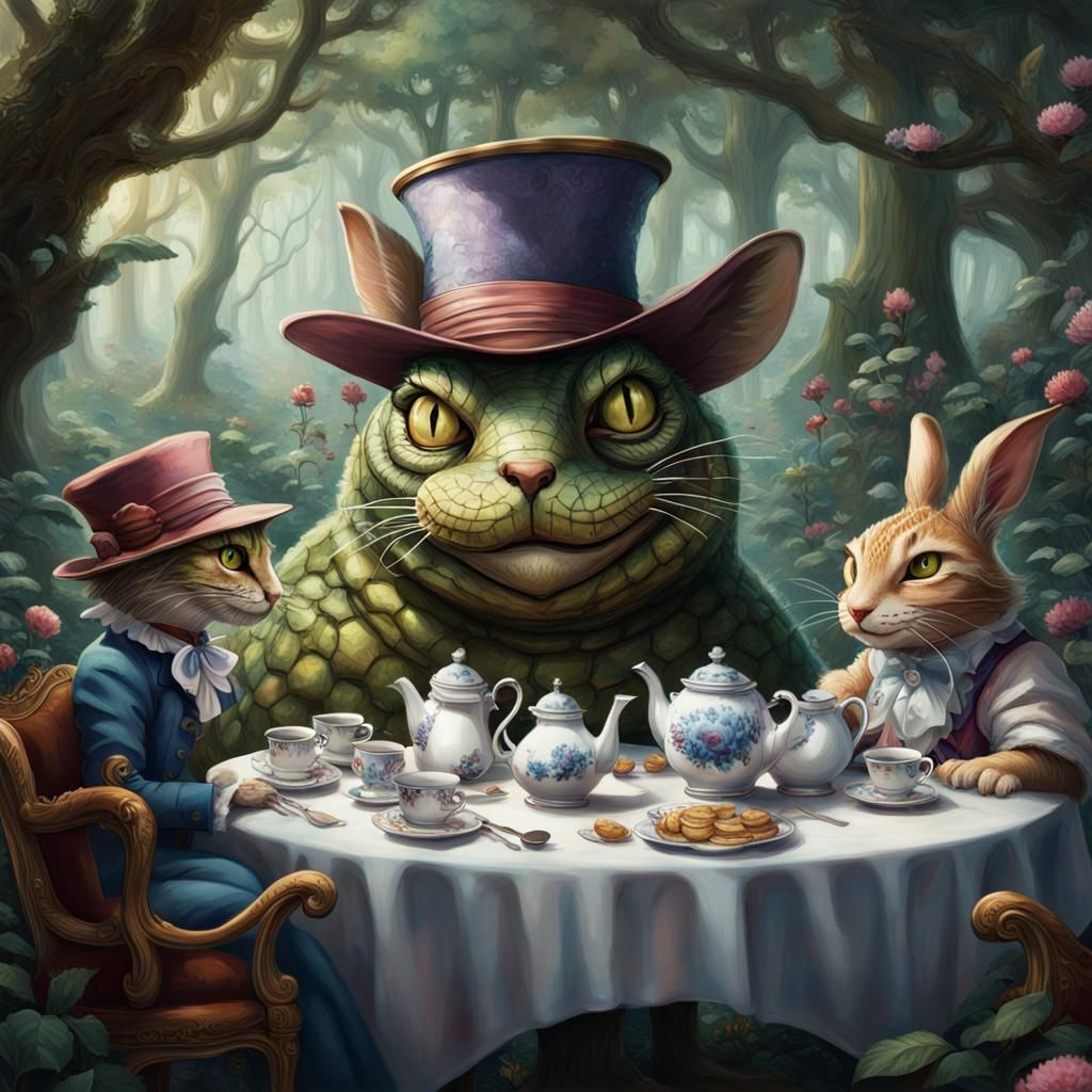 Alice in Wonderland Tea Party: Hyperrealistic Concept Art
