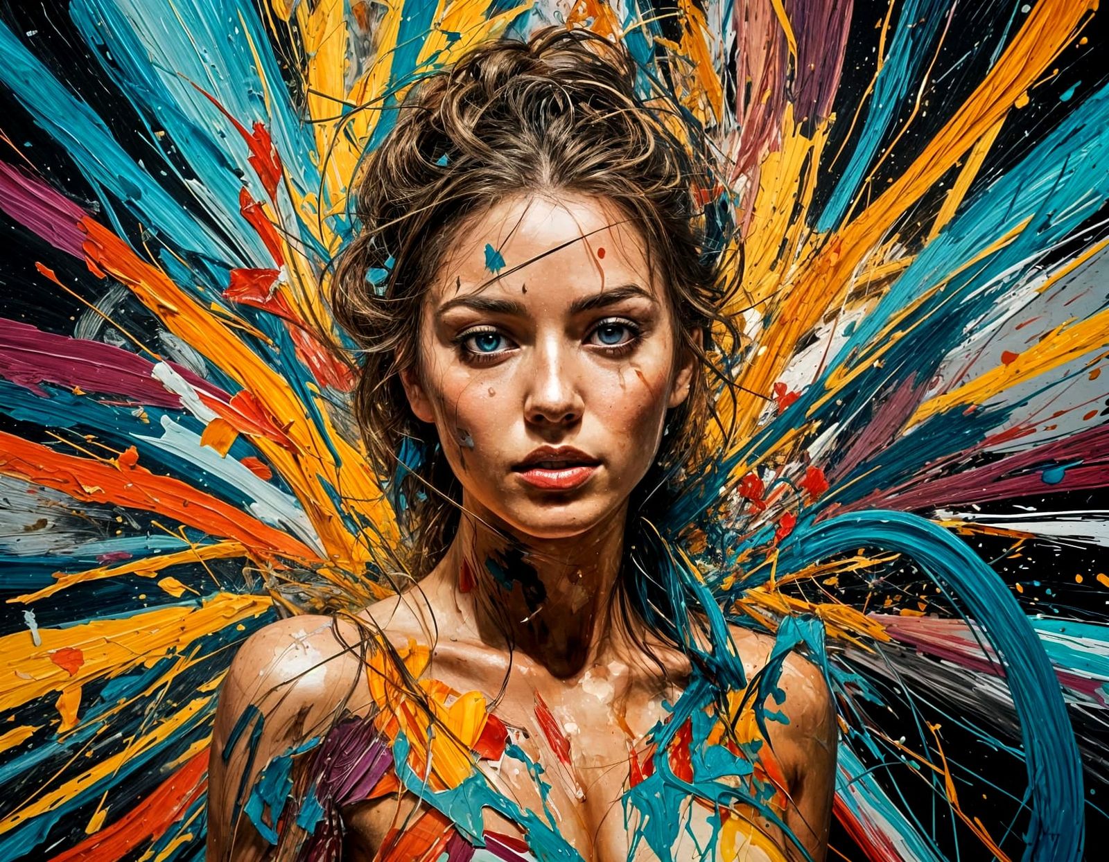 Abstract Impasto Painting with Expressive Brushstrokes