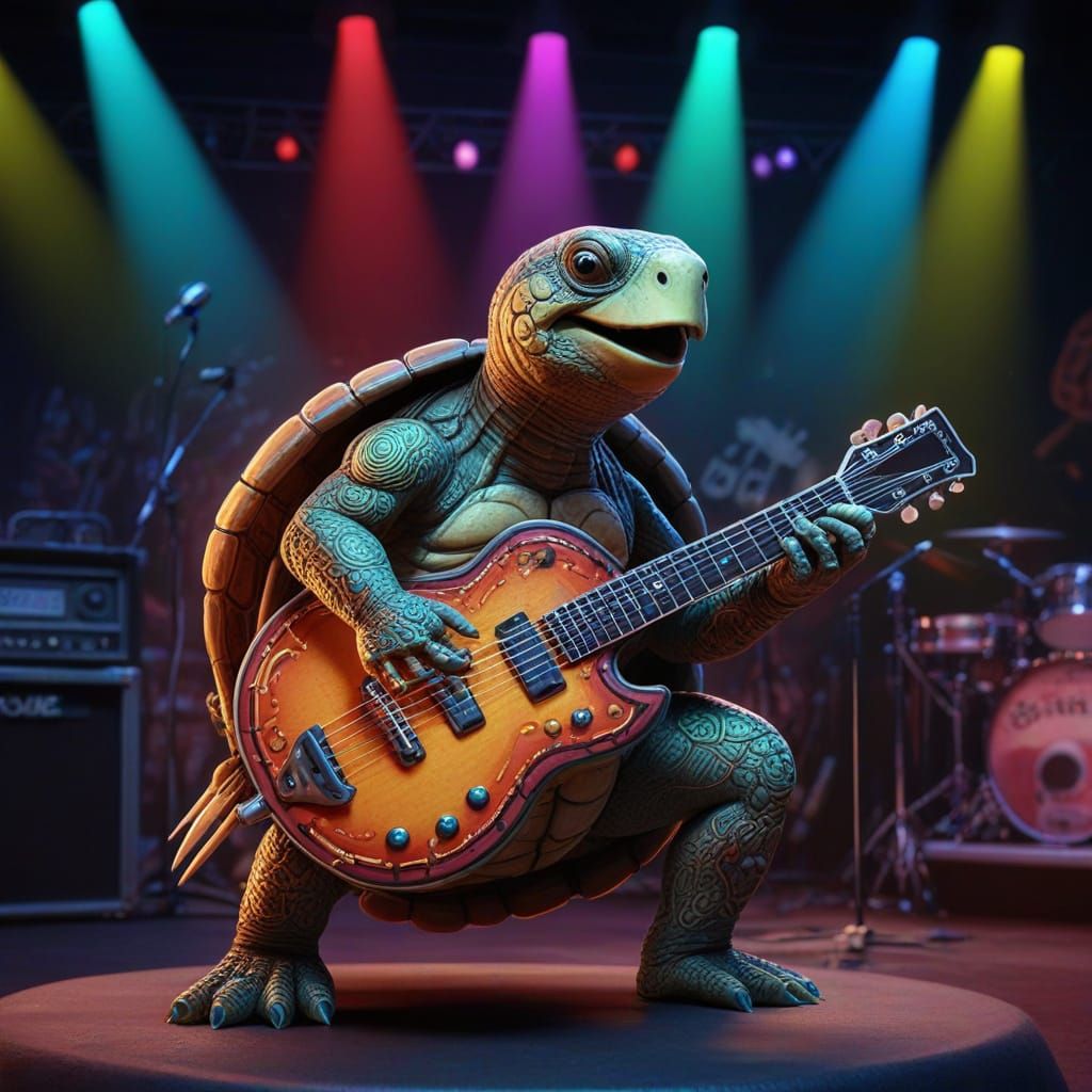 Singing Turtle Rocks the Stage: Digital Art