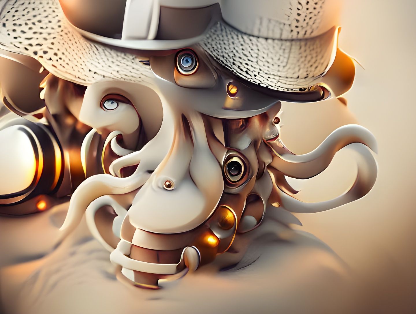 Steampunk Monster with Tentacles in 8K