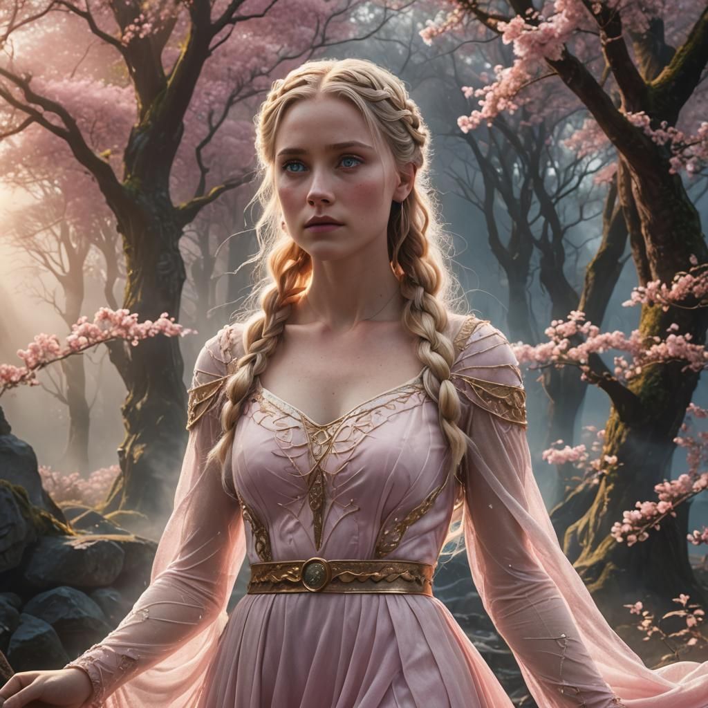 Blond Girl in Mythical Setting: Fantasy Art