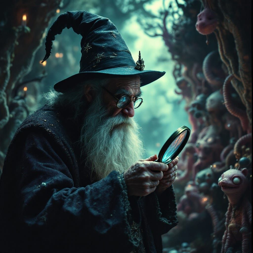 Wizard and Magnifying Glass Reveal Surreal World