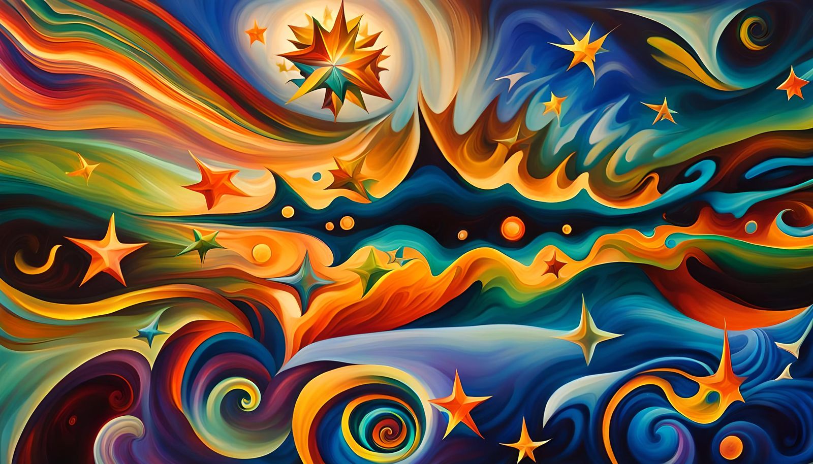 Iridescent Stars in a Plasma Maelstrom: Impasto Painting