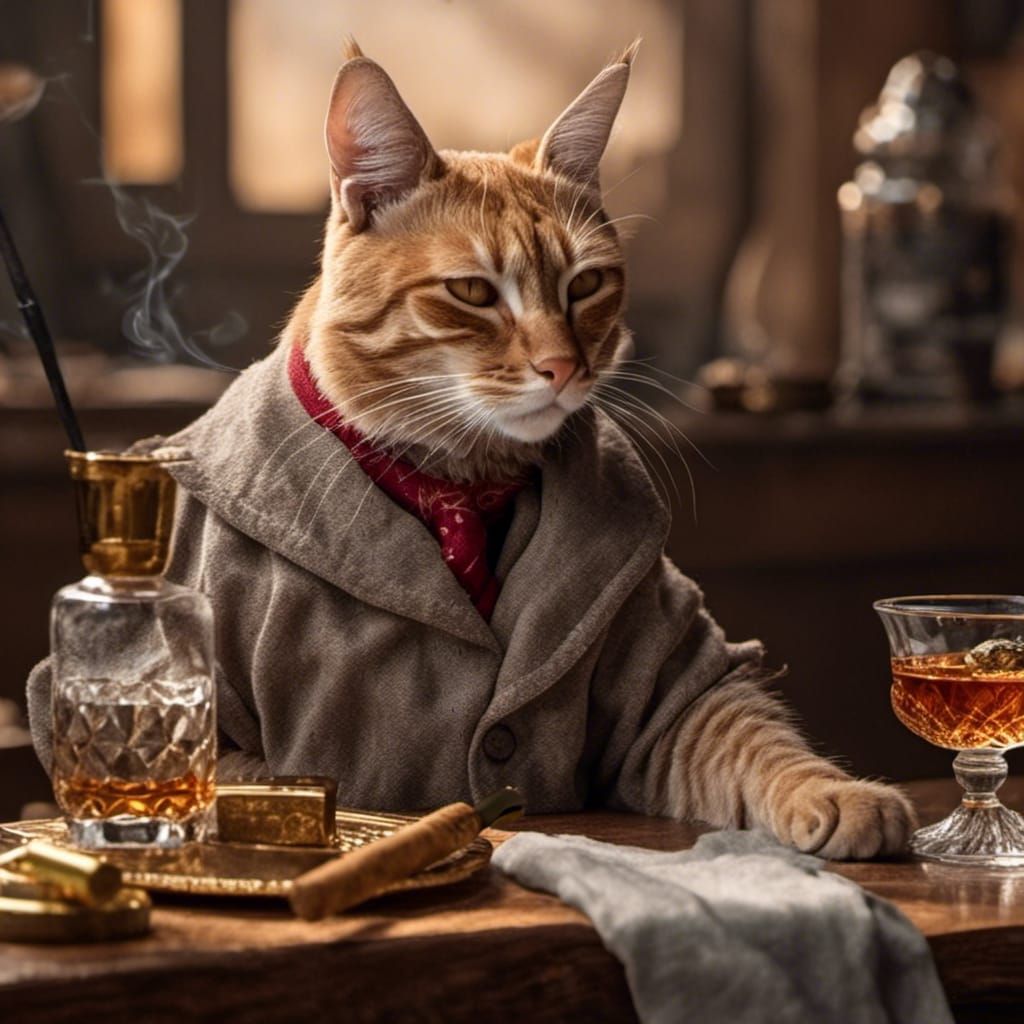 Whisky and Cigar Still Life, Detailed Matte Painting