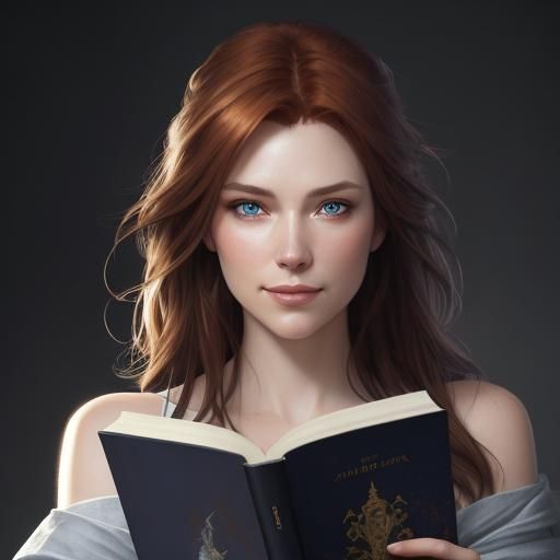 Girl Reading Book: Hyperdetailed Portrait