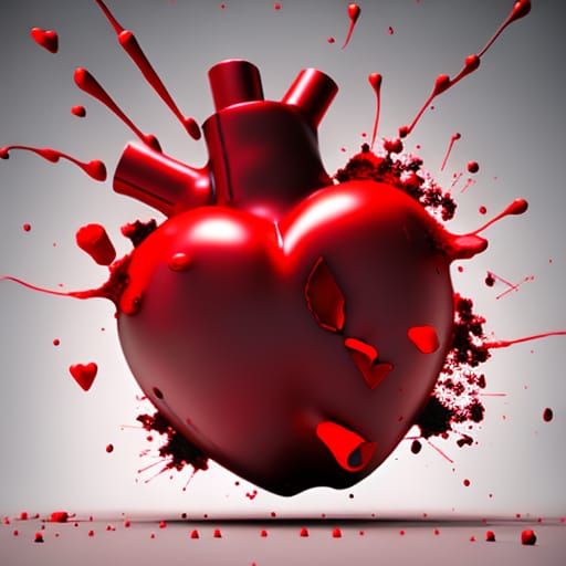 Exploding Heart Grenade in Cel-Shaded 3D Render