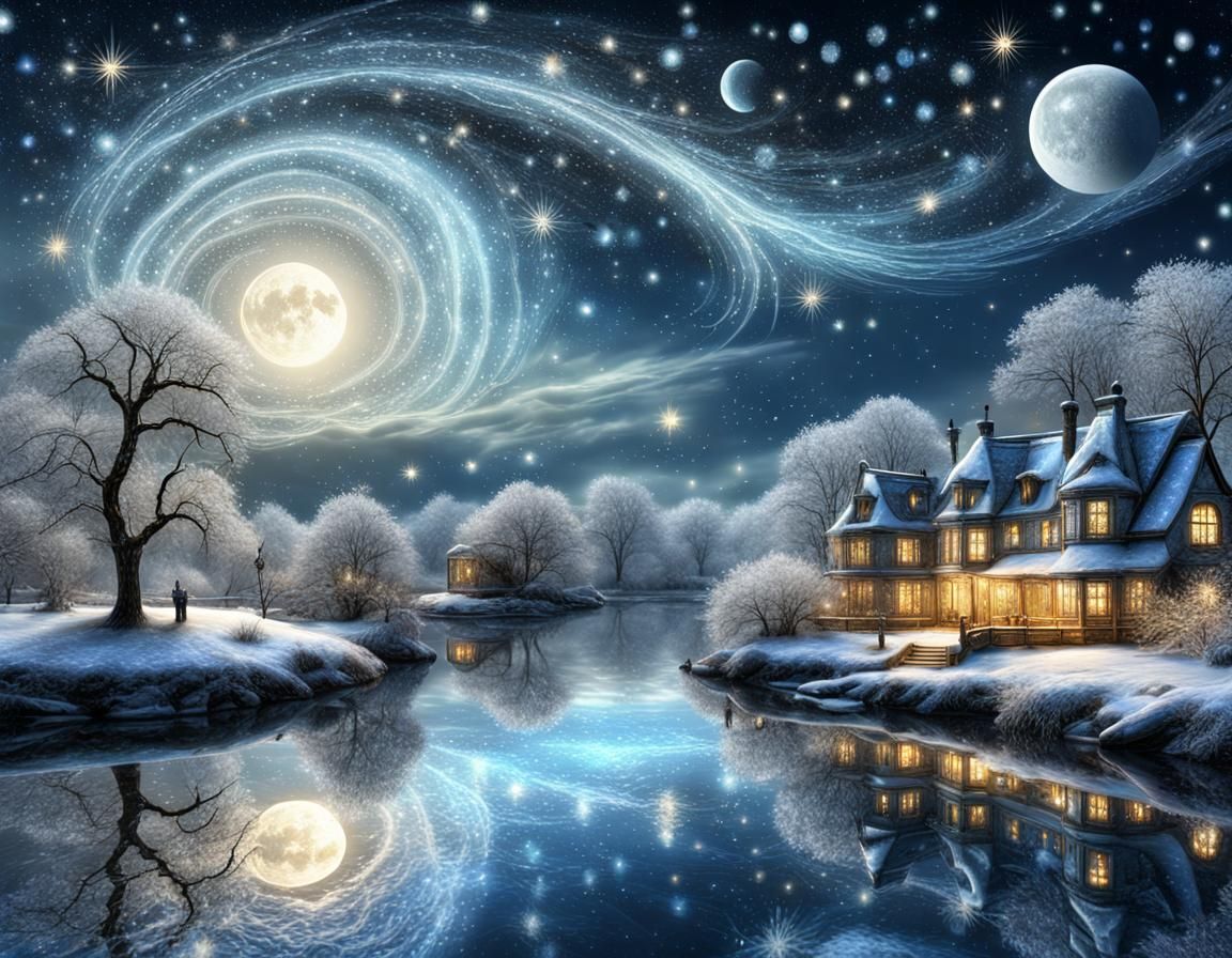 Magical Starry Night in Rococo Style