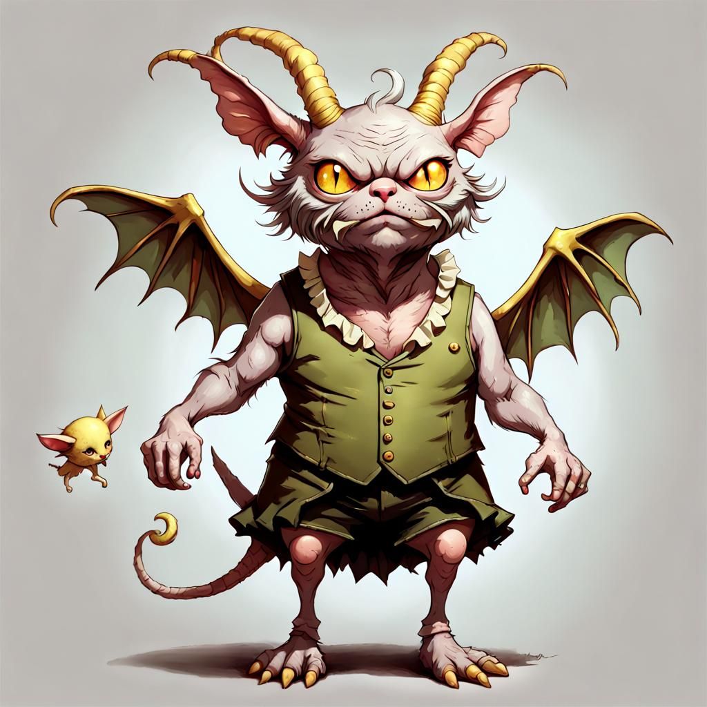 Wrinkly Imp Familiar in Easter Dress: Fantasy Art