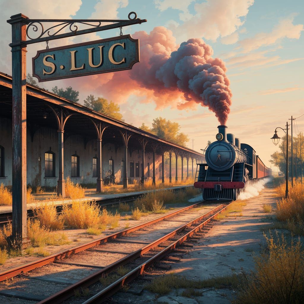 Forgotten Station: An Oil Painting of Days Gone By