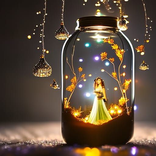 Whimsical Fairy in a Bottle Illustration