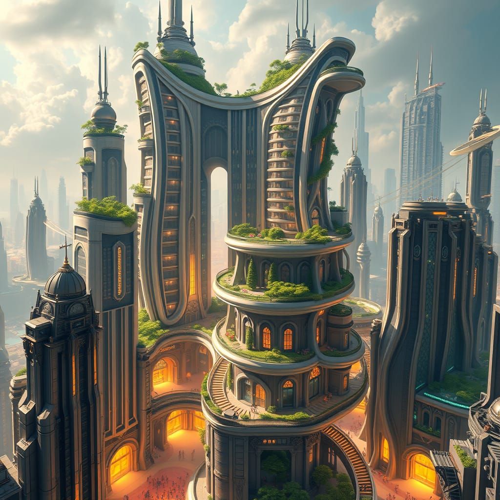 Surreal Metropolis of Harmonia Nexus Unites Giants, Dwarves,...