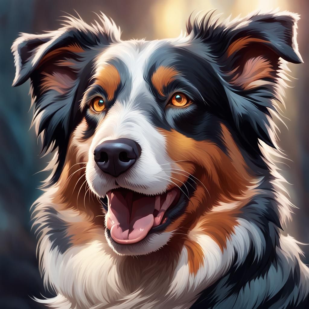 Smiling Australian Shepherd Portrait