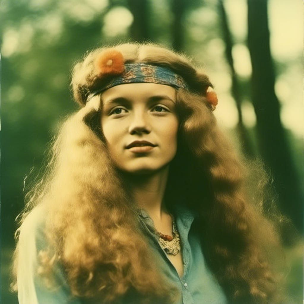 Retro Psychedelic Portrait in 70s Style
