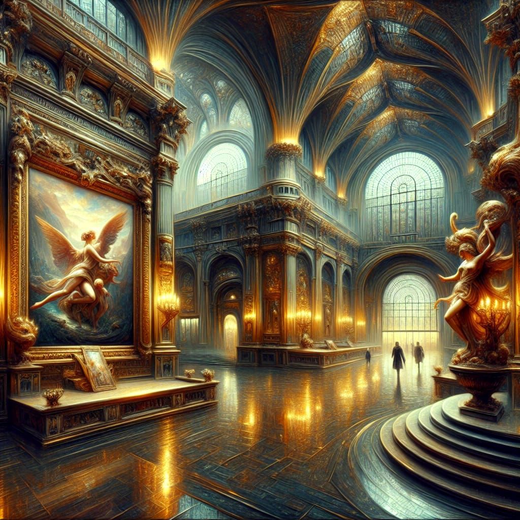 Ethereal Faery Amidst Museum Masterpiece, in Deconstructed M...