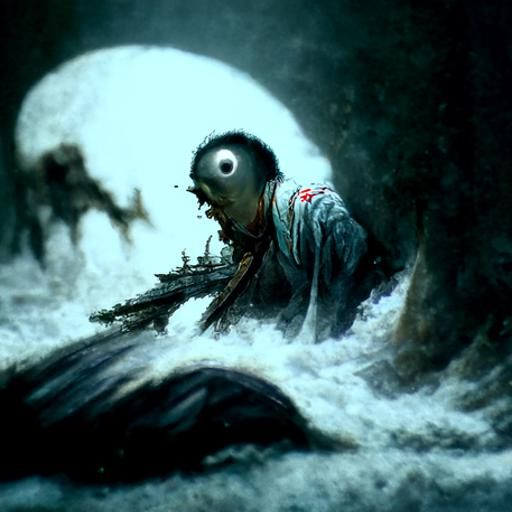 Horrifying Umibōzu Emerges from the Deep Sea