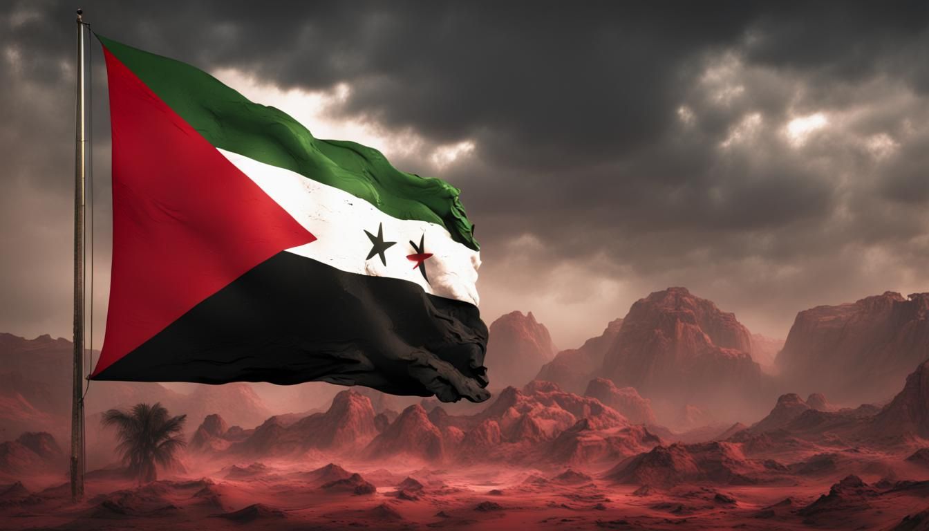 Bleeding Sudan Flag: Dramatic Digital Matte Painting