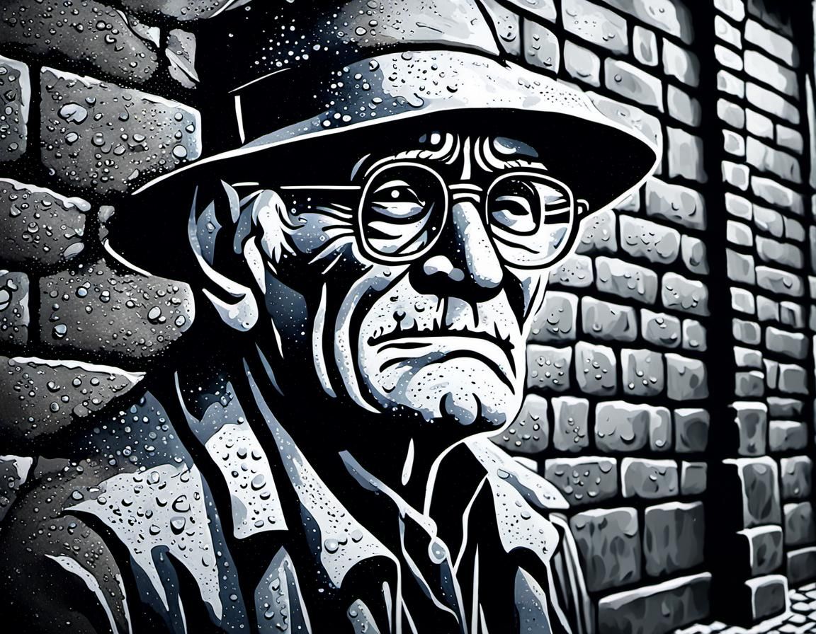 Mural Comes to Life: Rainbow Umbrella in the Rain