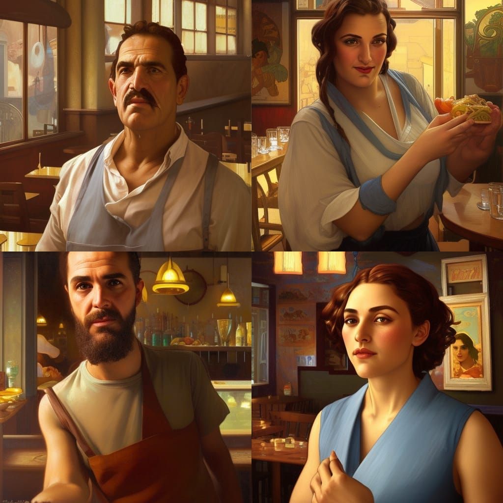 Greek Family Portrait in Regionalist Style