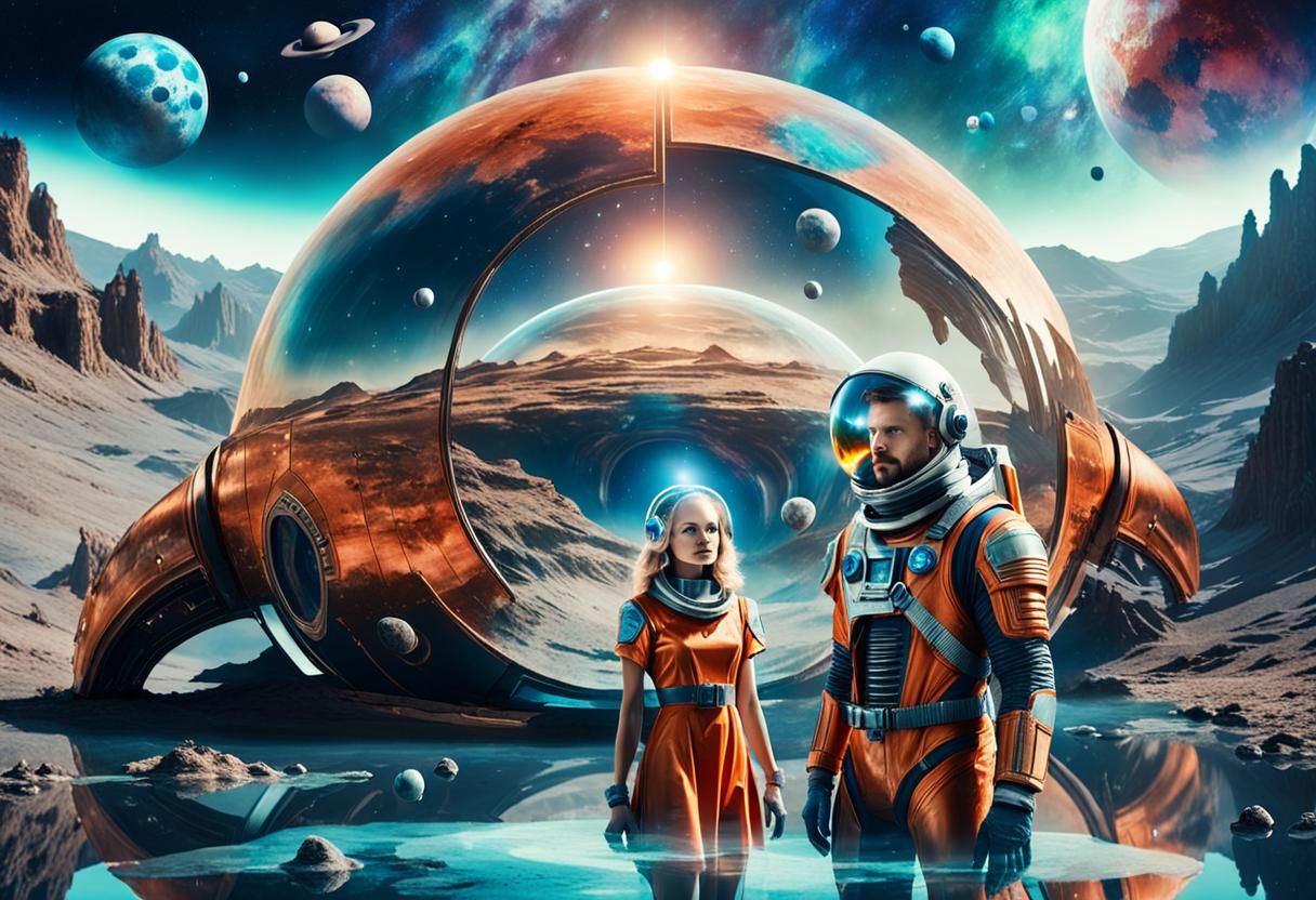 Double Exposure: Woman, Astronaut, Alien Planet
