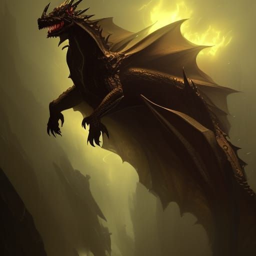 Dark Fantasy Dragon in Art Nouveau Style