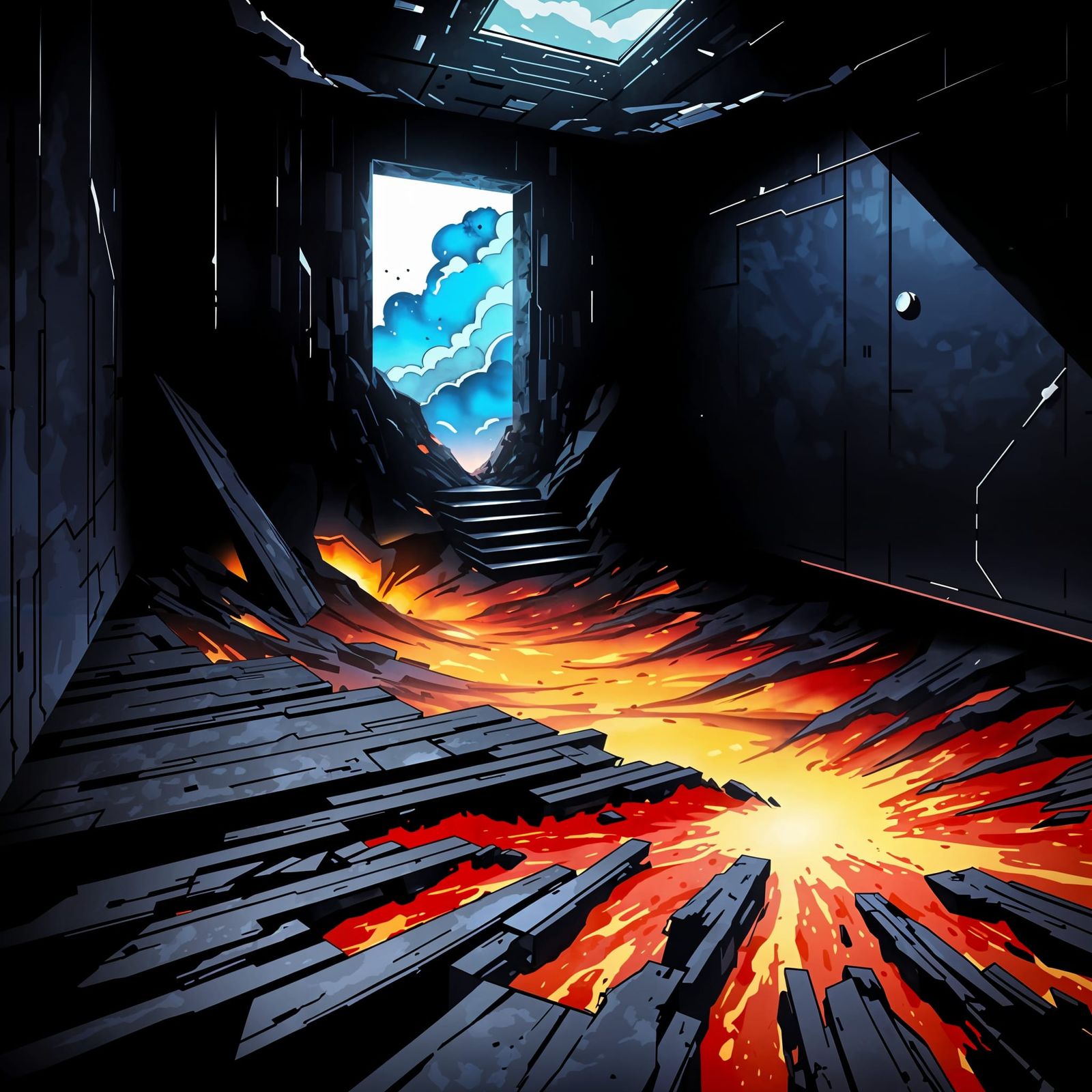 Cosmic Lava Abyss in Manga Style