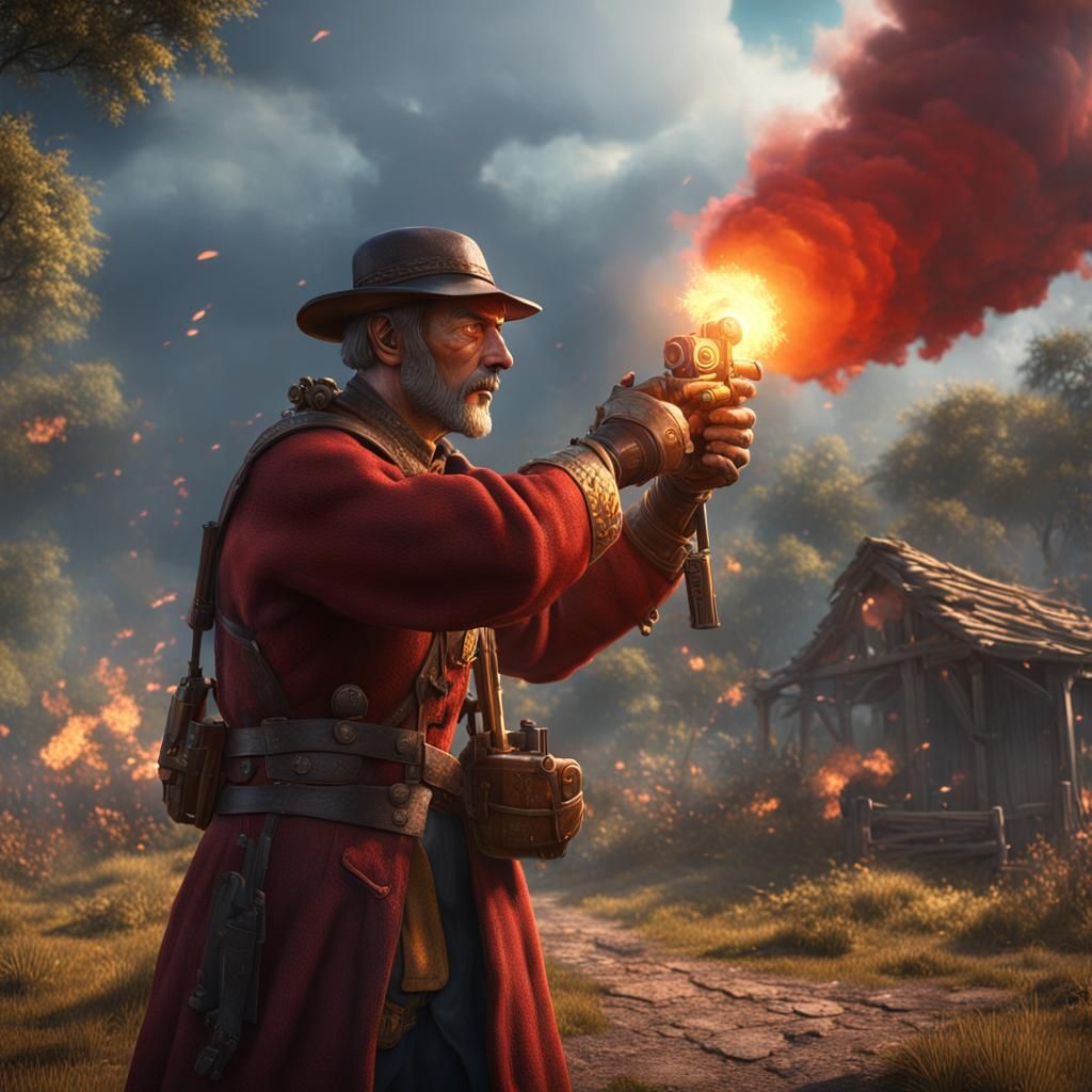 Peasant Lights Flare Gun in Detailed Matte Painting