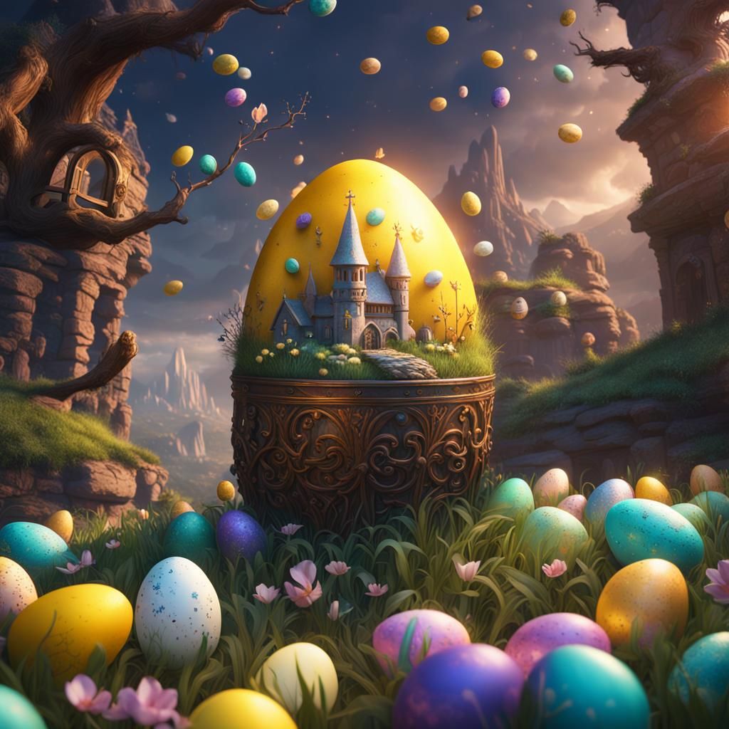 Happy Easter Matte Painting in Deep Color
