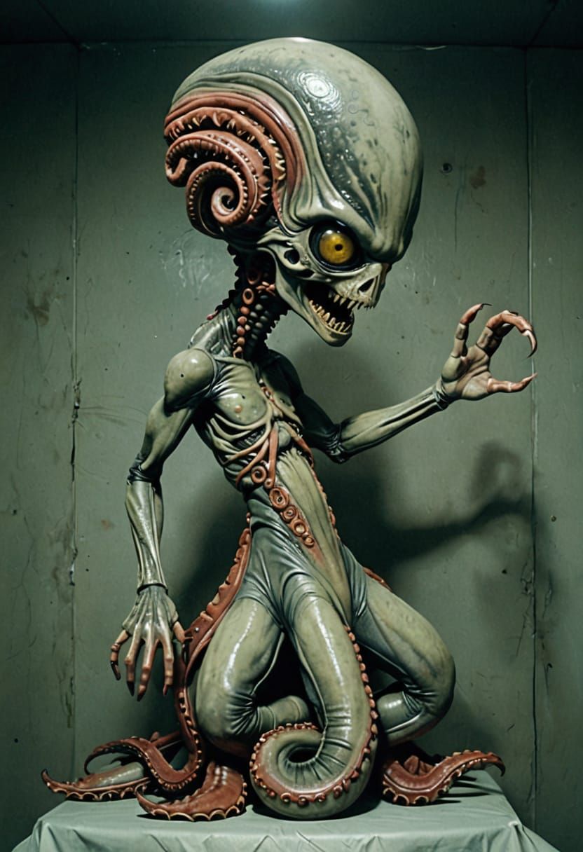 Gray Alien Octopus in Cinematic Film Still